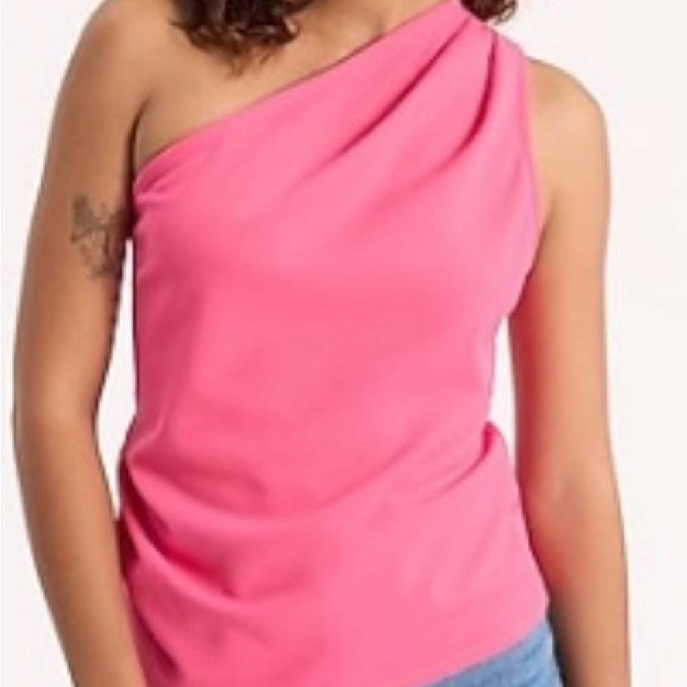 NWT Express Women's pleated one shoulder Vibrant fuchsia Tank Top